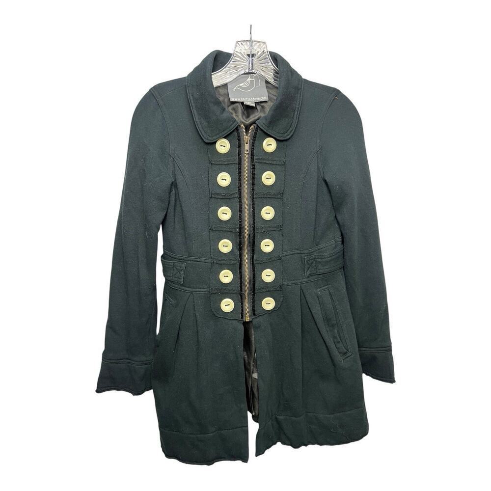 Knitted Dove Anthropologie Jacket Size XS Classic Dress Coat Buttons Lined Black